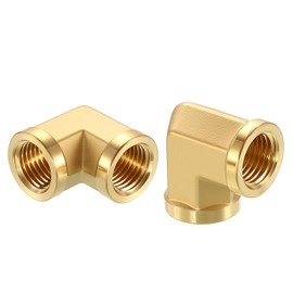 Rebower 2 Pack 90° Female to Female Adapter, 1/4" FNPT x 1/4" FNPT for Industrial, Automotive, Fluid Transfer, Home Gardening, Water Treatment