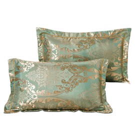 Satin Pillowcase - Silk Pillowcase, Silk Pillowcase for Hair And Skin, Satin Jacquard Embroidered Satin Silk Pillowcase, Bedding Silk Pillowcase Modal Wedding Valentines Day Gifts (Green)