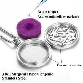 Aromatherapy Essential Oil Diffuser Necklace Tree of Life Cloud Design Stainless Steel Locket Pendant Christmas Birthday Gift for Women Men XN059-060-1