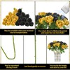 Ovveroche 24 Pcs Black,Glod Rose Artificial Flowers with Long Stem
