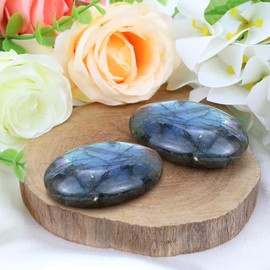 AWARDSEN AWARDSEN 2.4" Labradorite Large Oval Crystal 1 PC Polished Palm Healing Crystals Gemstones for Reiki Healing Balancing Meditation Accessories Anxiety Relief