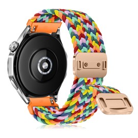 RanBluu 20 mm 22 mm Nylon Strap, Braided Replacement Strap, Elastic Watch Strap with Magnetic Clasp (20 mm, Colourful 2)
