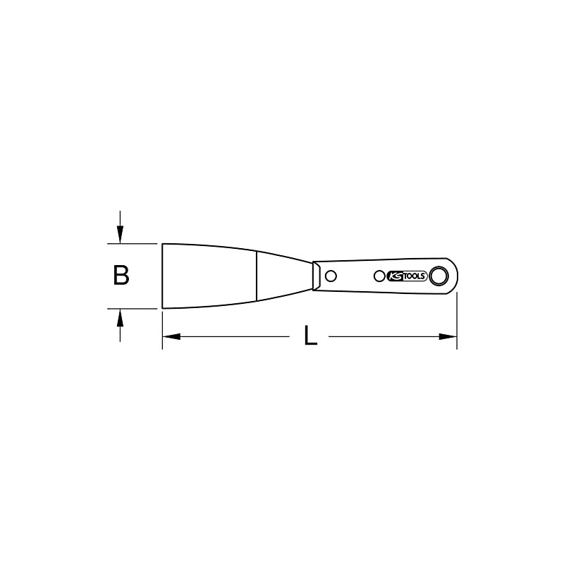 KS Tools 907.2265 STAINLESS STEEL scraper, 75mm, wooden handle