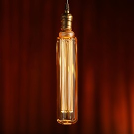 TORCHSTAR LED Tubular Decorative Light Bulb 3.5W, T19 11.81Inch Long Tube Edison Light Bulbs, E26 Base, Dimmable Virtual Filament Vintage Edison Bulb, Amber Glass, 2000K Soft Warm, UL Listed