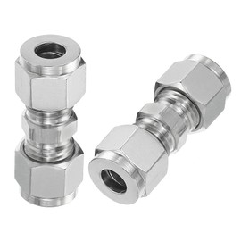 PATIKIL 304 Stainless Steel Compression Tube Fitting Union 5/16" ID x 11/16"" OD, 2 Pcs Straight Connect Pipe Adapter for Water Garden Irrigation System, Silver