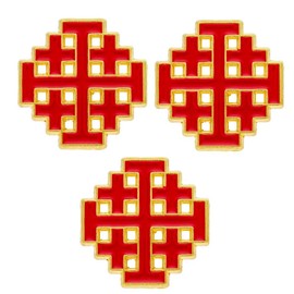 Jerusalem Cross Lapel Pins Gold & Red - Christian Discipleship (Pkg of 3)