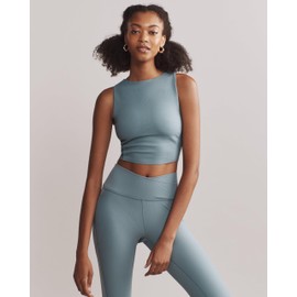 Rhone Sports Bras for Women - Ripple Longline Women's Bra - RippleKnit Fabric, Wirefree, Anti-Odor, Removable Cups - Blue Hue - M