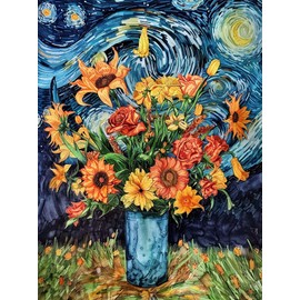 Reofrey DIY Diamond Art Kits for Adults Flower, Landscape Full Drill Round Rhinestone Diamond Art Painting Accessories, Cross Stitch Embroidery Canvas for Crafts Home Wall Decor 30x40cm