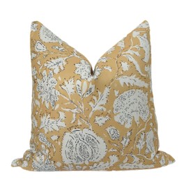 Decorative Floral Print Pillow Cover in Yellow Mustard for Home Decor, Throw Pillow Cover, Indoor Outdoor, Farmhouse, Boho, Bohemian, Classic, Accent, Pattern, 14” x 36”, Cotton and Polyester, 231