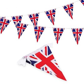 7m Union Jack Pennant Bunting, 25 British Flags, Weatherproof PVC for Olympic Celebrations, Sports Events, National Holidays, Themed Parties and Celebrations (7M Pennant Bunting)
