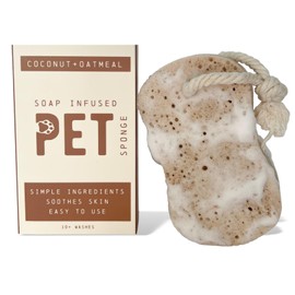 Generic Pet Sponge with Soap-Infused | Coconut Oatmeal Formula for Cats & Dogs | Simple Ingredients & Soothes Skin | 10+ Washes, brown