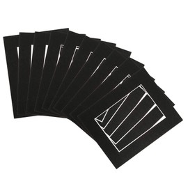 Nicola Spring 10pc Picture Photo Mounts Set - To Fit Frame Size 8 x 10 for Image Size 5 x 7 - Black