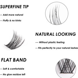 Lash Extension Kit 120 Lash Clusters with Lash Bond and Seal and Applicator C D Curl Individual Lashes Thin Band Soft Fluffy Reusable False Eyelashes 10/12/14/15/16mm Makeup Cosmetic Eyelash Extension Eyelashes Extensions