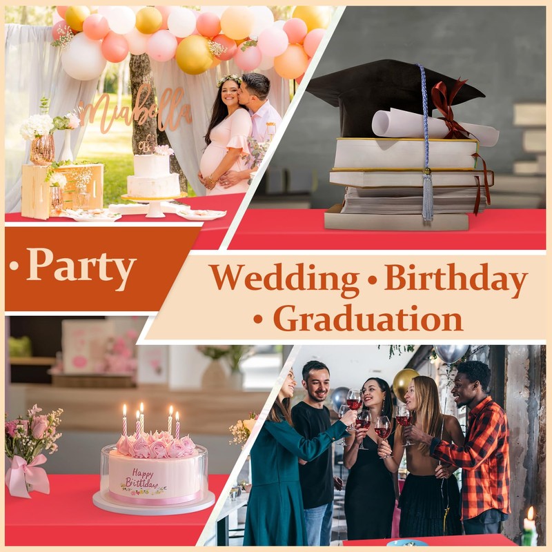 Xnluothsk 20 Pack Red Rectangle Plastic Tablecloth, 54"x 108" Disposable