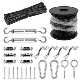 ZONADAH String Lights Hanging Kit, 25M String Lights Hanging Kit with Nylon Coating and 304 Stainless Steel Wire Rope, Light Hanging Kit for Garden Party Setup Outdoor Assembly