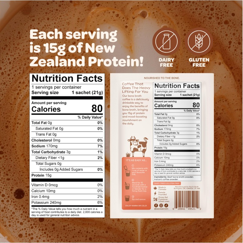 Beck's Broth Protein Coffee (5-Pack) | Made with Pasture Raised