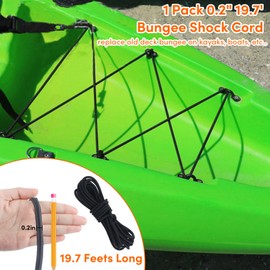 VEITHI 19.7 FT Bungee Cord Deck Rigging Kit,Kayak Rigging Kit with Deck Loops Tie Down Pad Eyes and J - Hooks and Bungee Cord Hook Screws & Rivets,Kayak Rigging Accessories for Kayaks Canoes Boat