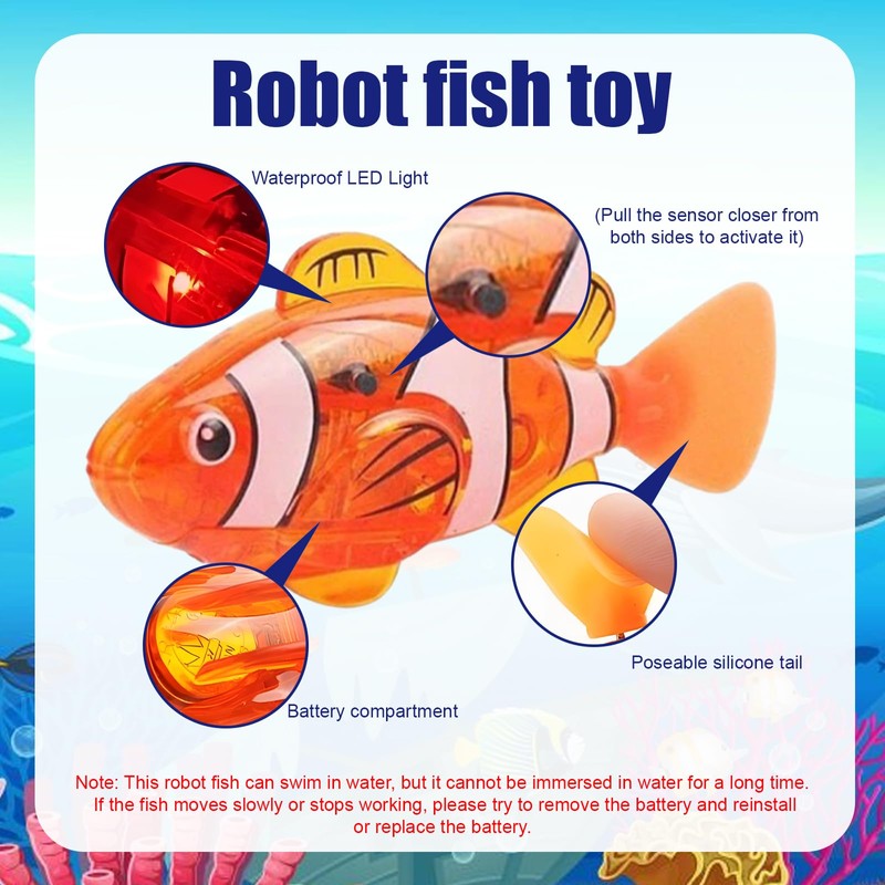 Robo Fish, Robotic Fish Toy with Cat Pool, Swimming Fish