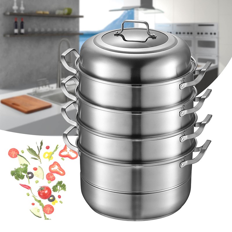 AngelcityCC 5 Tier Layer Stainless Steel Steamer Pot For Cooking