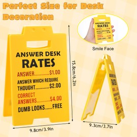 XLIUAX Funny Answer Desk Rates Sign, Team Office Gag Gifts Office Desk Sign Cubicle Decor Cool Work Accessories for Coworker Teammate Employee Boss Manager Supervisor White Elephant Gifts