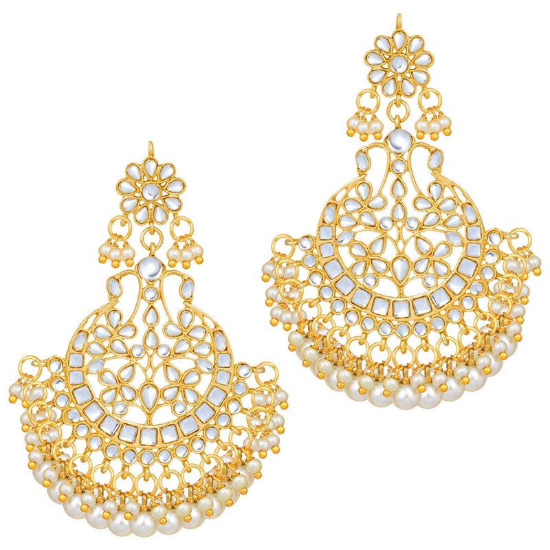 Aheli Indian Wedding Kundan Pearl Maang Tikka con pendiente Set