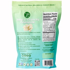 Colibreeco, Freeze-Dried Fruit, Pineapple, 1.6 Ounce (Pack of 3), Real and Crunchy, Non-GMO, Kosher and Vegan, 100% Fruit, No Sugar Added, Excellent for Healthy Snacks and Gluten Free.