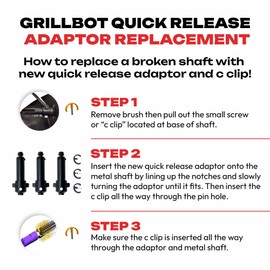 Grillbot Replacement Quick Release Brush Adaptors (3 Pack) - Compatible with Grillbot Automatic Grill Cleaning Robot
