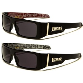 Locs Gangsta Sunglasses Various Combos 58 Style (2 Pack Red Bandana and White Bandana)