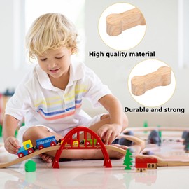 16 Piece Universal Track Connector Set for Wooden Railways | Compatible with Brio, Thomas | Sturdy Wooden Rail Adapter