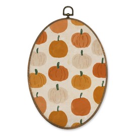 LKETW Vintage Fall Pumpkin Oval Wall Art Decor, Farmhouse Autumn Pumpkin Oval Canvas Hanging Decor, Rustic Fall Thanksgiving Decorations for Home Bedroom Living Room, 8.6x11.4 Inch
