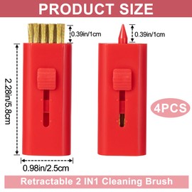 PAGOW 4 Pack Pocket Retractable Golf Club Cleaner Brush, Double Sided Golf Club Brush Groove Cleaner, Portable Golf Club Cleaning Wire Brush Tool, Must Have Golf Bag Accessories Golf Gifts (Red)