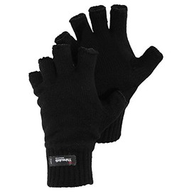 Mens Knitted Winter Thinsulate Heatguard Fingerless Gloves (L/XL) (Black)
