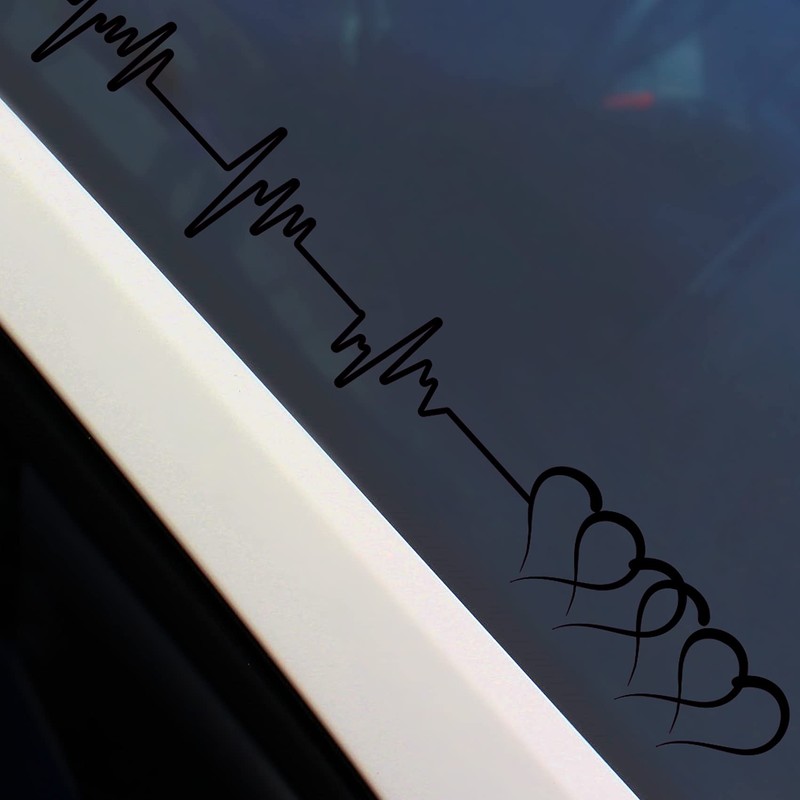 Finest Folia Front Windshield Sticker Front Windscreen Sticker Heartbeat Black