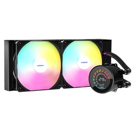 AUSDOM CPU AIO Liquid Cooler 240mm RGB, 2×120mm PWM Fans Water Cooling System, Compatible with Intel & AMD, Enhanced Cooling Performance, Easy Installation, Quiet Operation