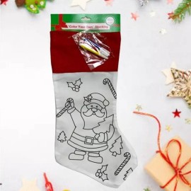 Simply Holiday Christmas Stocking Color Your Own Stocking Fabric Stocking With Markers  17 in