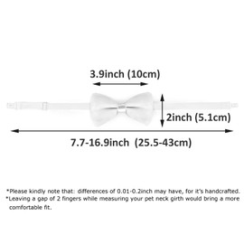KOOMOX White Bow for Dog, Adjustable Dog Bow Tie Collar for Small Puppy Dogs Cats Pets Wedding Birthday Graduation Christmas Holiday Homecoming Costum