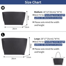 NOTAG Bag Organiser, Multi-Pocket Felt Handbag Organiser Lightweight Purse Organiser Insert for Tote Bag (Black, M)