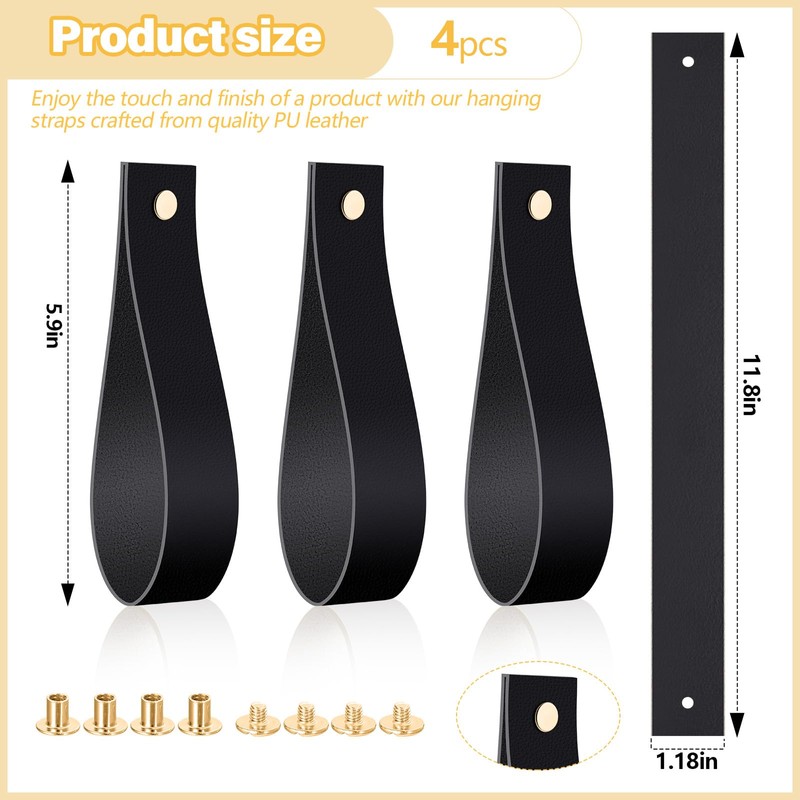 Vercraft 4 Pcs Faux Leather Sign Straps for Hanging Sign