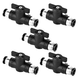 Nizirioo 8 mm Pneumatic Connector, Pack of 5 Pneumatic Valve Plastic Ball Valve with Stopcock, Straight Pneumatic Connector for Connecting, Controlling Pneumatic Hoses (8 mm, Black)