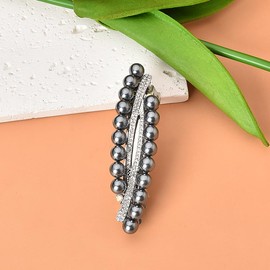 Gray Pearl Hair Clips Barrette for Womens Hair Crystal Rhinestone Pearl Hair Barrettes Hairpins Clips for Hair Jewelry Pearl French Hair Accessories Ponytail Holder