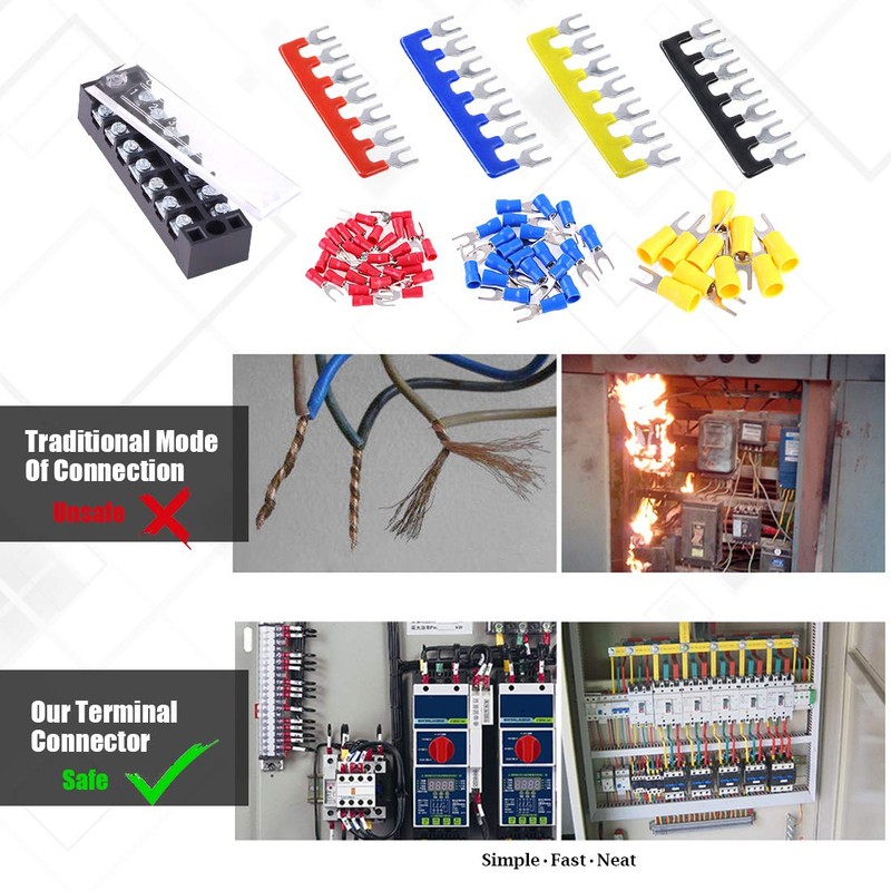 Glarks 70Pcs(5Sets) Terminal Block Set, 5Pcs 7 Positions 600V 15A