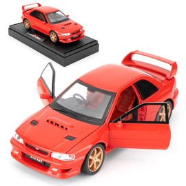 WAKAKAC 1/32 Compatible for Subaru Impreza WRX STI Model Car, Pull Back Diecast Collectible Car Toy with Sounds ＆ Lights for Kids Boys Girls and Adults, Gift Red