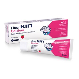 KIN FLUOR KIN CALCIUM TOOTHPASTE KIDS 75ml, STRAWBERRY FLAVOR, FOR CHILDREN OVER 12 MONTHS, USE A PEA-SIZED AMOUNT FOR CHILDREN UNDER 6 YEARS