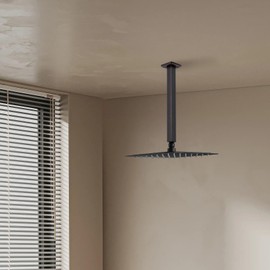 Clovermap Shower Arm with Flange, 304 Stainless Steel Shower Arm Extension, 12 inch Ceiling Mounted Straight Extension Pipe for Fixed Rain Shower Head Universal Connection 1/2 NPT(Oil Rubbed Bronze)