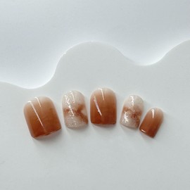 Pink Red Press on Nails Short Square Fake Nails Pink Gradient Glue on Nails Glitter False Nails with Design Acrylic Nails Full Cover Glossy Stick on Nails Artificial Nails for Women Girls