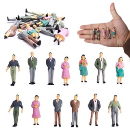 NHQZ Set of 13 Small Figures, People Set, Miniature Figures People Colour Model Railway Figures, Various Poses Figures, Miniature Figures for Model Railways, Play Figures, People in Scale 1:50, AB