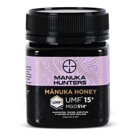 Manuka Hunters UMF 15+/MGO 514+ Certified New Zealand Manuka Honey - 100% Pure Natural Sweetener - Gluten, Dairy Free - Ideal for Tea, Coffee, Smoothies, and Baking - Sustainable - 8.8oz/250g Jar