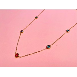 Aloha Gold Tone Necklace with Colorful Crystal Buttons Women Jewelry Steel TU Stainless Steel Crystal, Stainless Steel, Crystal