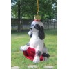 Glass Ornament CAVALIER KING CHARLES B/W w/Holiday Bulb Retired