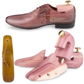 SULPO Premium Shoe Stretcher Made Of Precious Cedar Wood, Incl. Travel Shoehorn - Shoe Tree For Men And Woman - Shoe Shaper with ergonomic design - Shoe Widener - Adjustable - Various Sizes